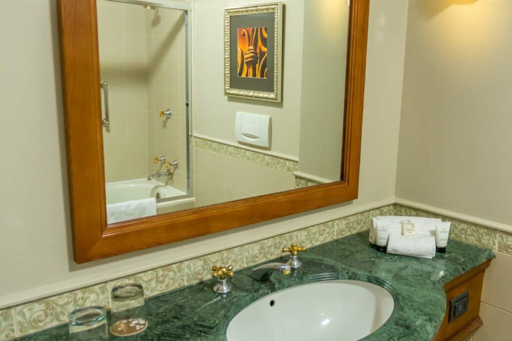 Deluxe King Room bathroom at Walmont Hotel at Graceland, Secunda