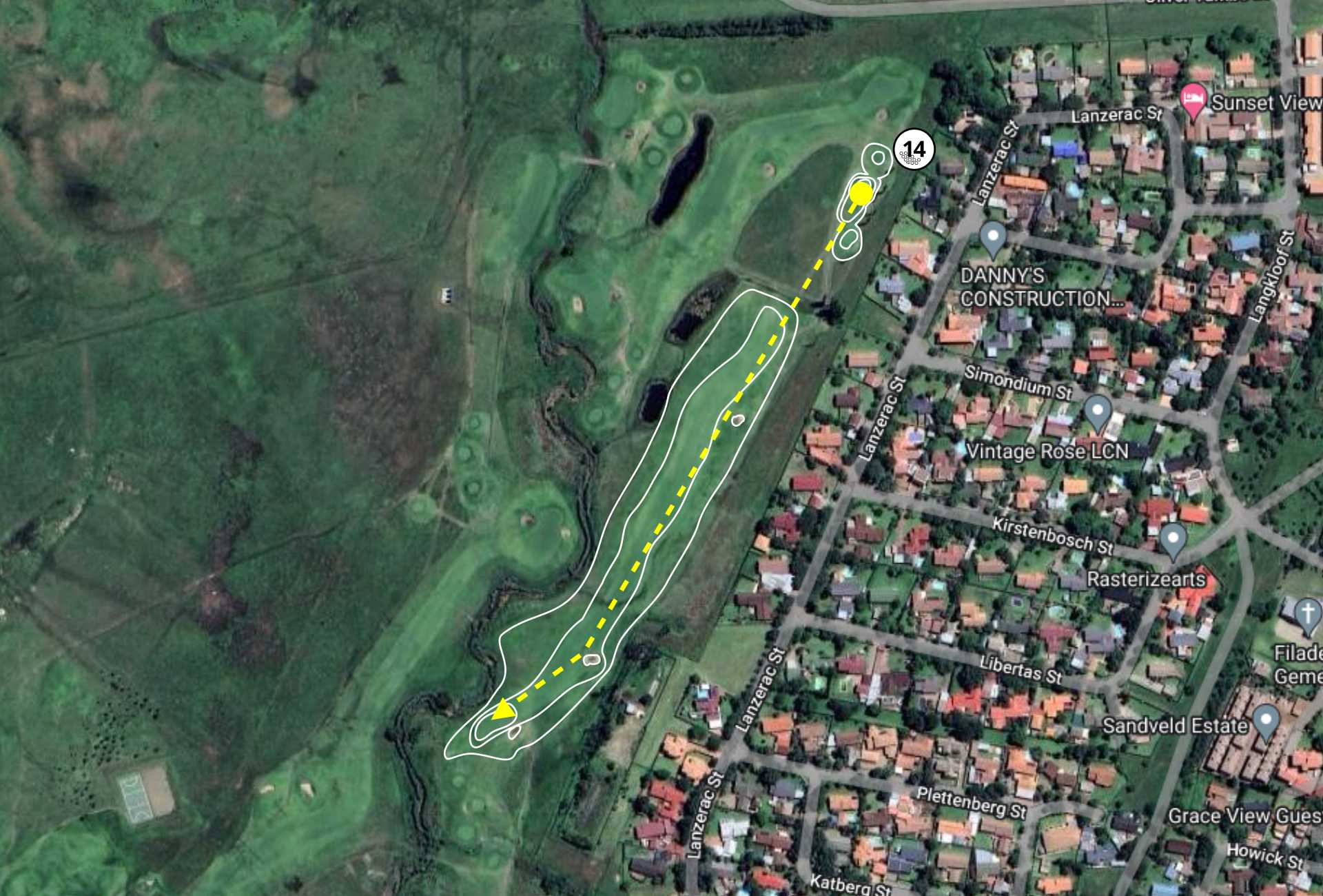 Graceland Golf Course Hole 14 layout
