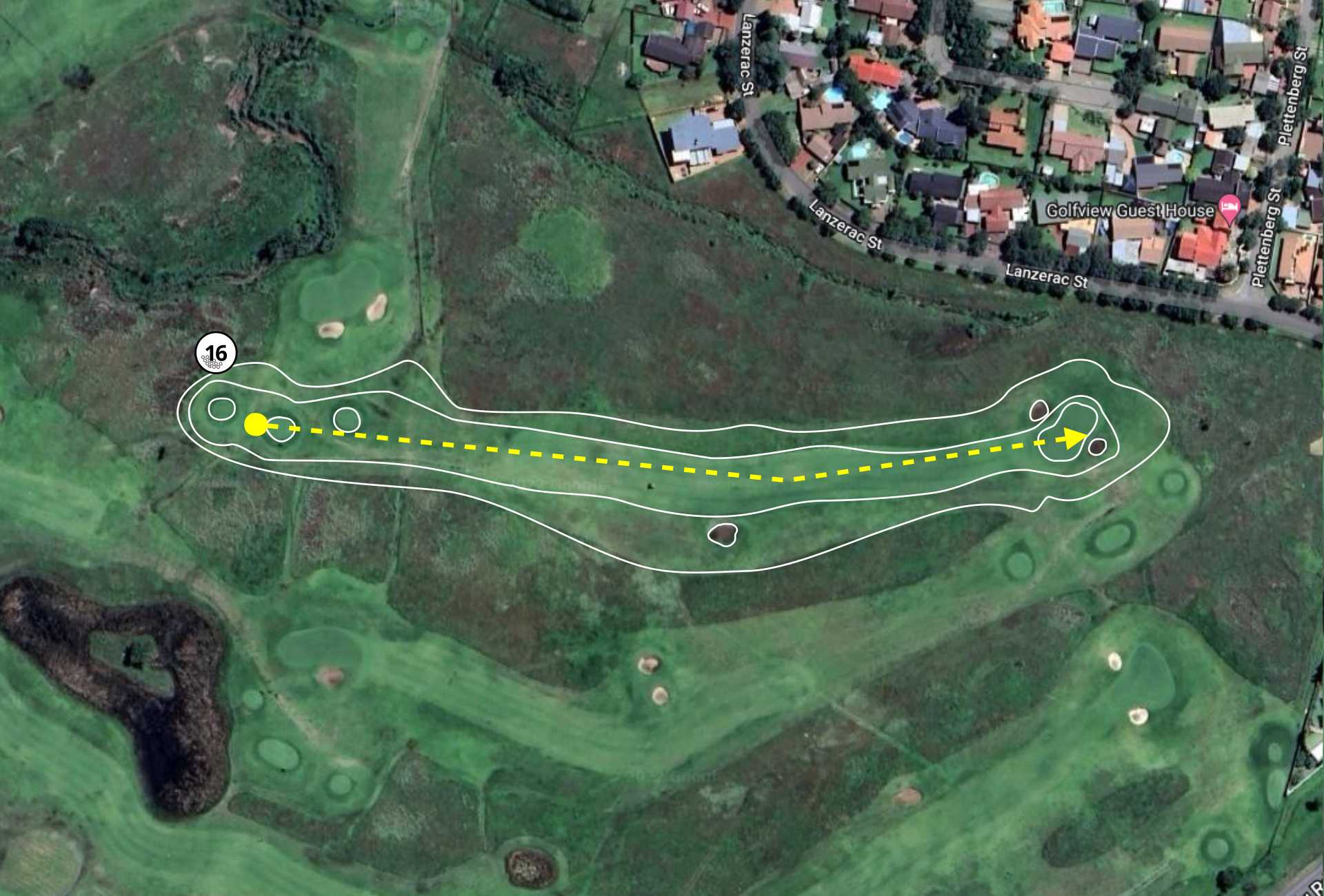 Graceland Golf Course Hole 16 layout
