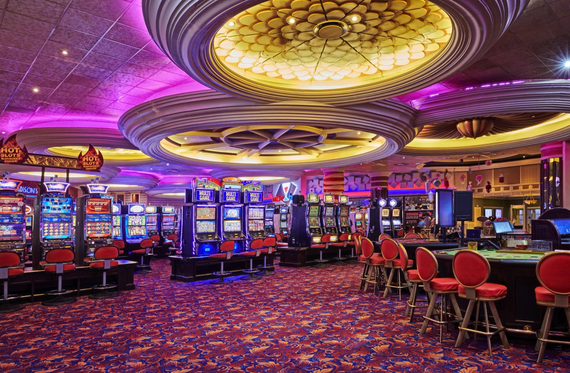 Casino floor with slot machines at Graceland Hotel Casino and Country Club