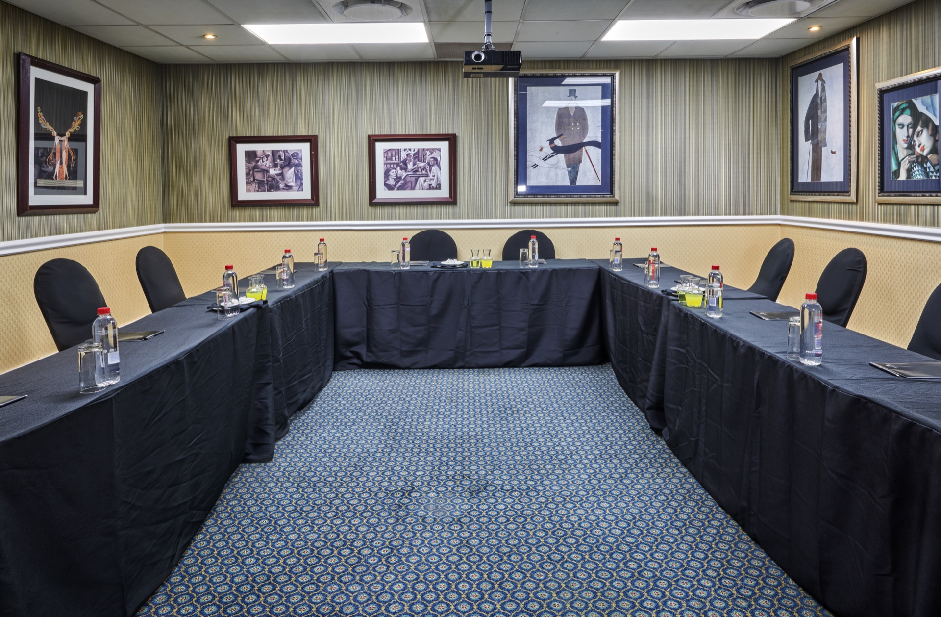 Conference room set up boardroom-style at Graceland